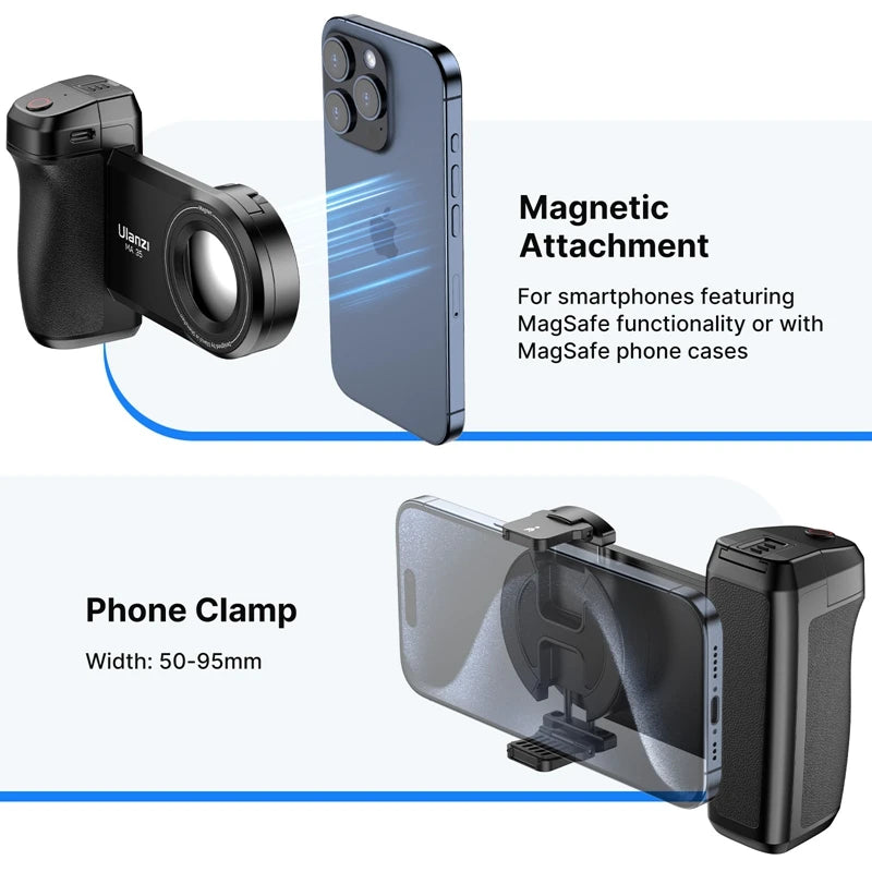 MA35 Magsafe Smartphone Camera Shutter Grip Bluetooth Selfie Handle as Camera Photo Stabilizer Vertical Horizontal Shoot